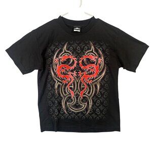 Boys Size L Fire Red Dragon Graphic Print T-Shirt 4 Seasons Tag EUC